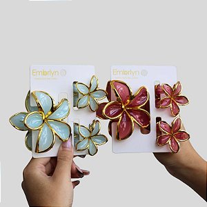 Piranha KIT 3 Frangipani New Jelly com borda dourada 8cm + 4cm