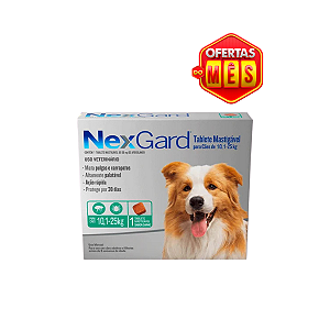 Antipulgas e Carrapatos NexGard para Cães de 10,1 a 25 Kg