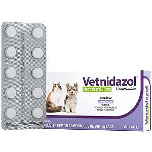 Antibiótico Vetnil Vetnidazol 75 mg para Cães e Gatos