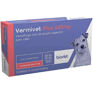 Vermífugo Biovet Vermivet Plus 660 mg para Cães 4 Comprimidos