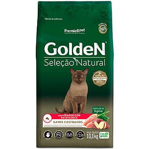 Ração GoldeN Seleção Natural Frango com Batata Doce para Gatos Castrados 10KG