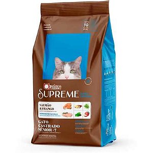 Ração Quatree Supreme 7 + Salmão e Frango para Gatos idosos Castrados 10kg