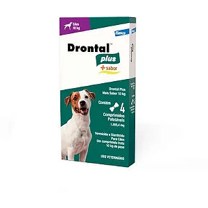 Vermífugo Drontal Plus Sabor Carne para Cães 10 Kg C/4 Comprimidos