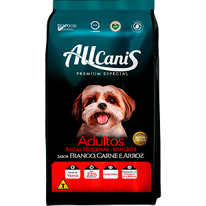 Ração Allcanis Adutlos Raças Pequenas Carne, Frango e Arroz 15 Kg