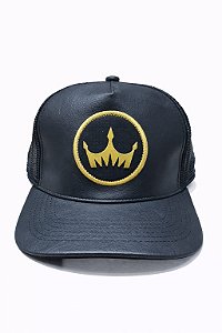 BONE IMPERIO COROA ALTO RELEVO COURO PRETO TUNIC PRET IMPERIO