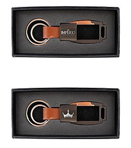 CHAVEIRO IMPERIO PREMIUM COURO MARROM FECHO BRONZE MOD 01 TUNIC MARR IMPERIO