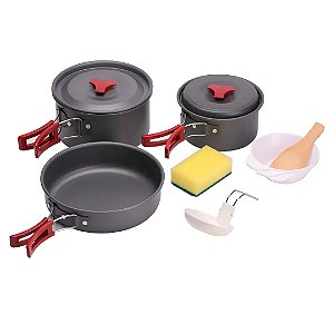Conjunto Panelas Camp 3 Ntk Acampamento 9 Peças Camping