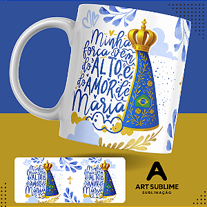 CANECA DE PORCELANA 325ML "MINHA FORÇA VEM DO ALTO"