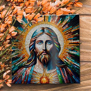 AZULEJO 15cmx15cm "SAGRADO CORAÇÃO DE JESUS VITRAL"