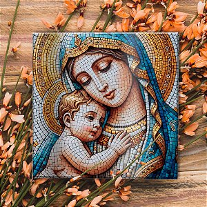 AZULEJO 15cmx15cm "MARIA E O MENINO JESUS VITRAL"