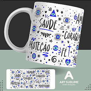 CANECA DE PORCELANA MOTIVACIONAL “SAÚDE E PROTEÇÃO” 325ml