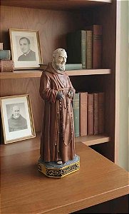 Imagem São Padre Pio 30cm Gesso Premium Pintado Artigo Religioso