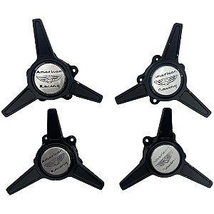 Center Cap Prata Girató Cubo Roda American Race Mustang-67(Jogo)