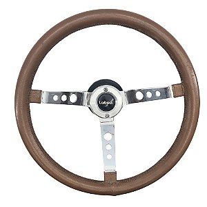 Volante+Cubo Marrom Couro Clássico Original LOTSE BIG Opala