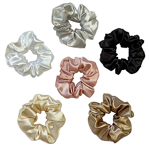 Kit 5 Scrunchies de cetim
