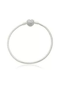 Pulseira feminina coração cravejado  - PRATA 925