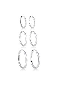 Trio Brinco argolinha Unissex - PRATA 925