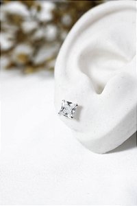 Brinco Cravejado Quadrado Unissex - PRATA 925