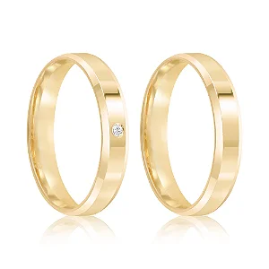Par de alianças Versalle 4mm de casamento ouro 18k
