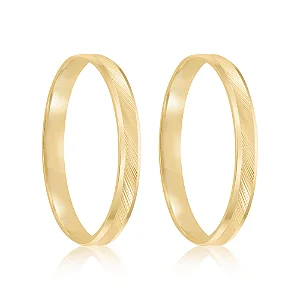 Par de alianças Cleo 3mm de casamento ouro 18k