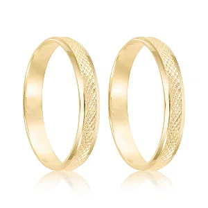 Par de alianças Yara 3mm de casamento ouro 18k