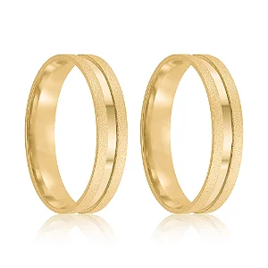 Par de alianças Lovely 4mm de casamento ouro 18k