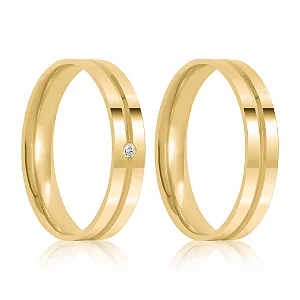 Par de alianças Lisboa 4mm de casamento ouro 18k