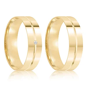 Par de alianças Nice 5mm de casamento ouro 18k