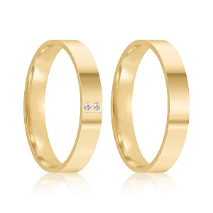 Par de alianças Cecily 4mm de casamento ouro 18k