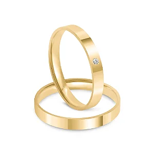 Par de alianças DaiseFelicity 2mm de casamento ouro 18k