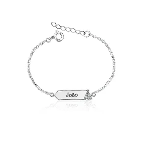 Pulseira infantil Unisex Placa em Prata 925
