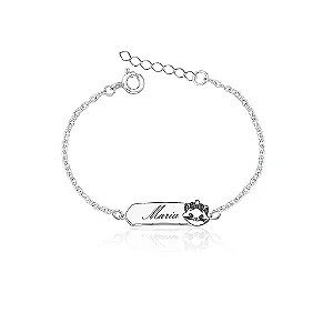 Pulseira infantil Feminina Placa em Prata 925
