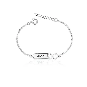 Pulseira infantil unissex coração Placa em Prata 925