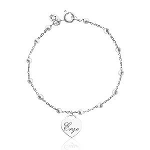 Pulseira feminina Prata Bolinha Pesonalizada com nome - PRATA 925