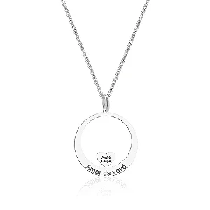 Colar feminino com 1 Coração com Nome Personalizado - PRATA 925