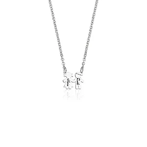 Colar  feminino Personalizado canga Cravejado com 2 Filhos (as) Com  Nomes - PRATA 925