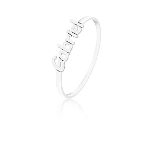 Anel feminino personalizado e minimalista com nome Vazado - PRATA 925