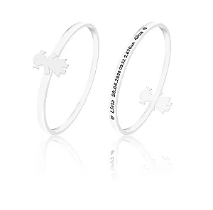 Anel Personalizado com menina e dados e data de nascimento