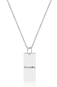 Colar Unissex Personalizado Placa retangular - PRATA 925
