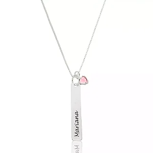 Colar feminino Personalizado Com nome e pingente de coração - PRATA 925