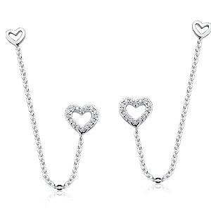 Brinco feminino Corrente Coração - PRATA 925