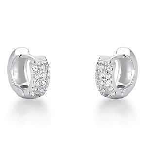 Brinco feminino Argola Cravejada Pequeno - PRATA 925