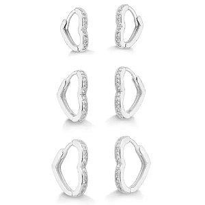 Trio Brinco Argola Coração