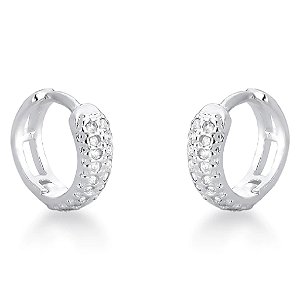 Brinco Feminino Argola Cravejada 2 Fileiras - Prata 925