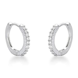 Brinco de Click Cravejado Unissex - PRATA 925