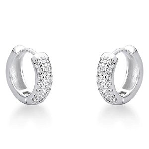 Brinco feminino Argola  Cravejado - PRATA 925