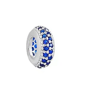 Berloque Separador de pulseira pandora Cravejado Azul - PRATA 925