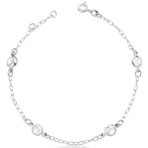 Pulseira feminina 4 Ponto de Luz  - PRATA 925
