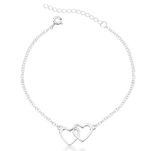 Pulseira feminina Dois Corações - PRATA 925