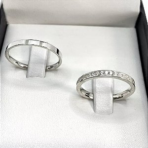Par de Alianças Arwem 3mm de namoro prata 950
